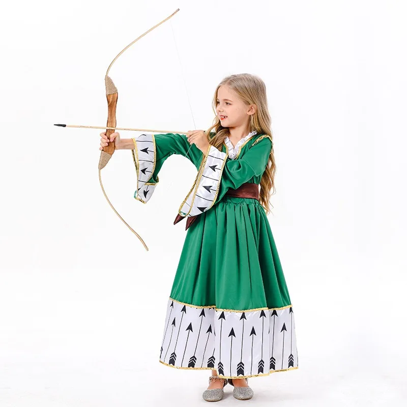 

New Girl's Dress Halloween New Medieval Retro Cosplay Costume Children's Soft Long Dress Kindergarten Stage Performance Costume