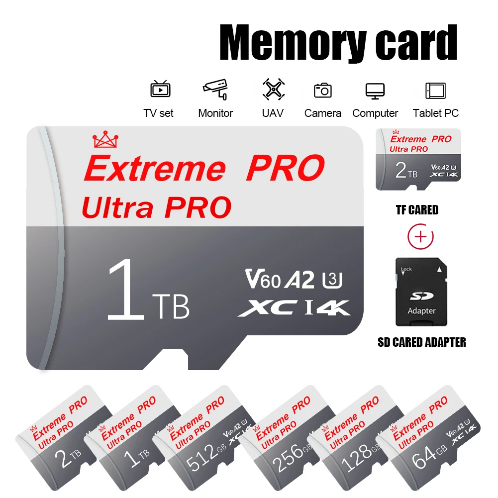 Tarjeta de Memoria Micro SD de 64GB-512GB, Tarjeta MicroSD TF de Alto Rendimiento para Teléfono, Cámara, Computadora, Switch