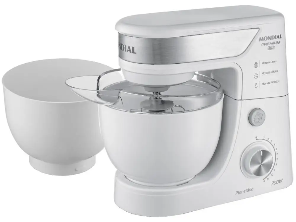 White and Inox Mondial Planetary Mixer 700W - 220V