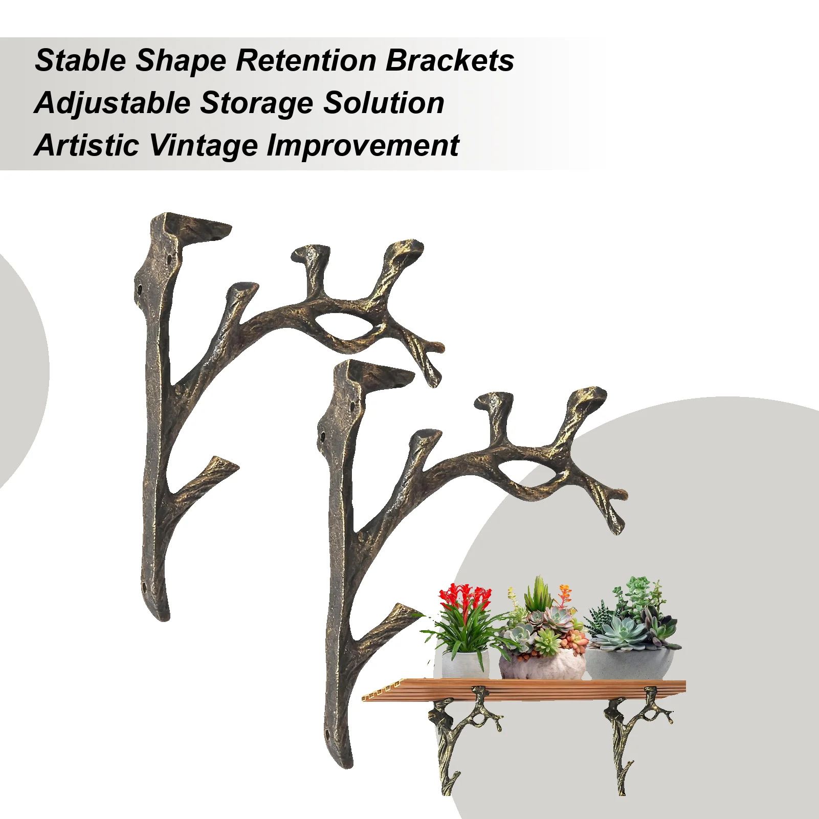 

2 Pieces Retro Tree Branch Stand Iron Branch Wall Mounted Stand Floating Wood Shelves Brackets For Entryway Bedroom Living Roon