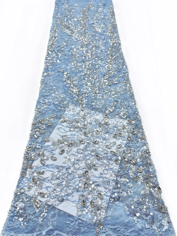 2026 High Quality African Sequins Tulle Embroidered Groom Lace Fabric Beaded Sequins Lace Fabric For Nigerian Wedding