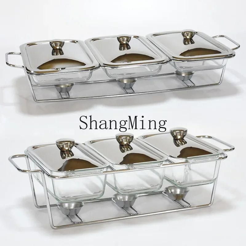 

CLL rectangular glass alcohol meal stove food grid heating dry pot light luxury wrought iron bracket