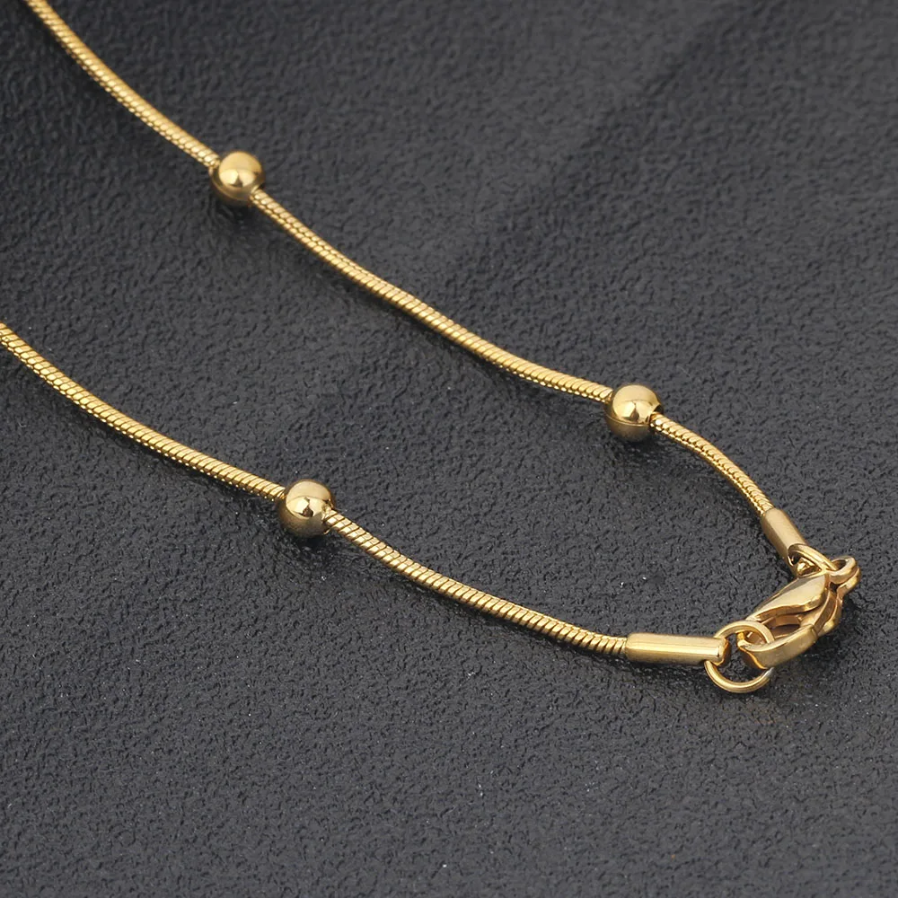 NIBA 316L Edelstahl Gold-farbe Runde Kugel Anhänger Halskette Link Kette Halskette Mode Schmuck Für Frauen oder Männer – Detail 5
