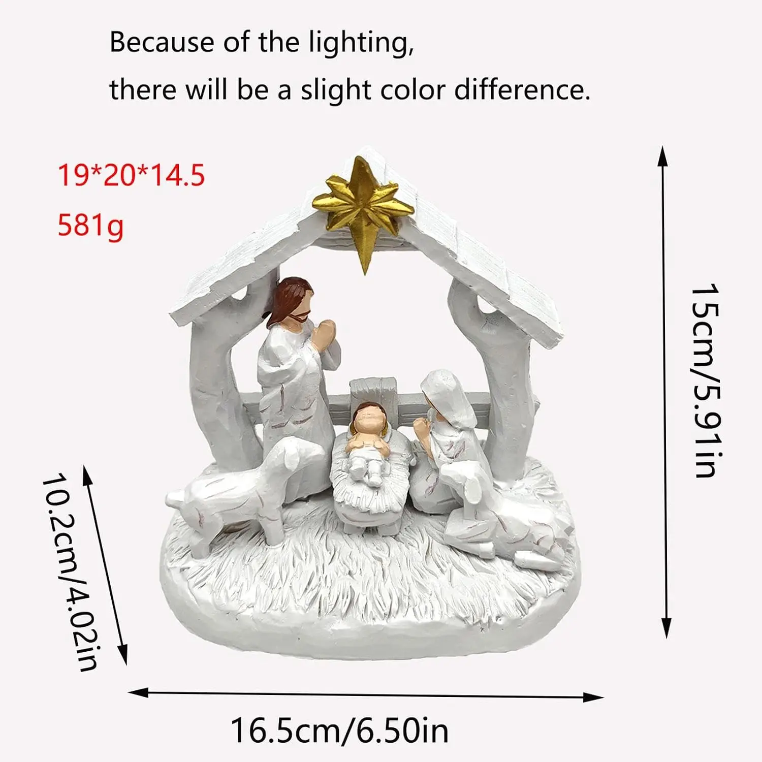 Nativity Set Christmas Nativity Scene Figurine with Stable Indoor Tabletop Home Decor Jesus Birth Scene Hand-Painted Collectible