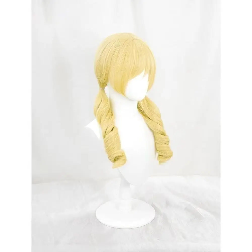 Anime Tomoe Mami Cosplay Wig Double Ponytail Curly Hair With Rose Net Cap Heat Resistant Synthetic Fiber Wig Halloween Wig