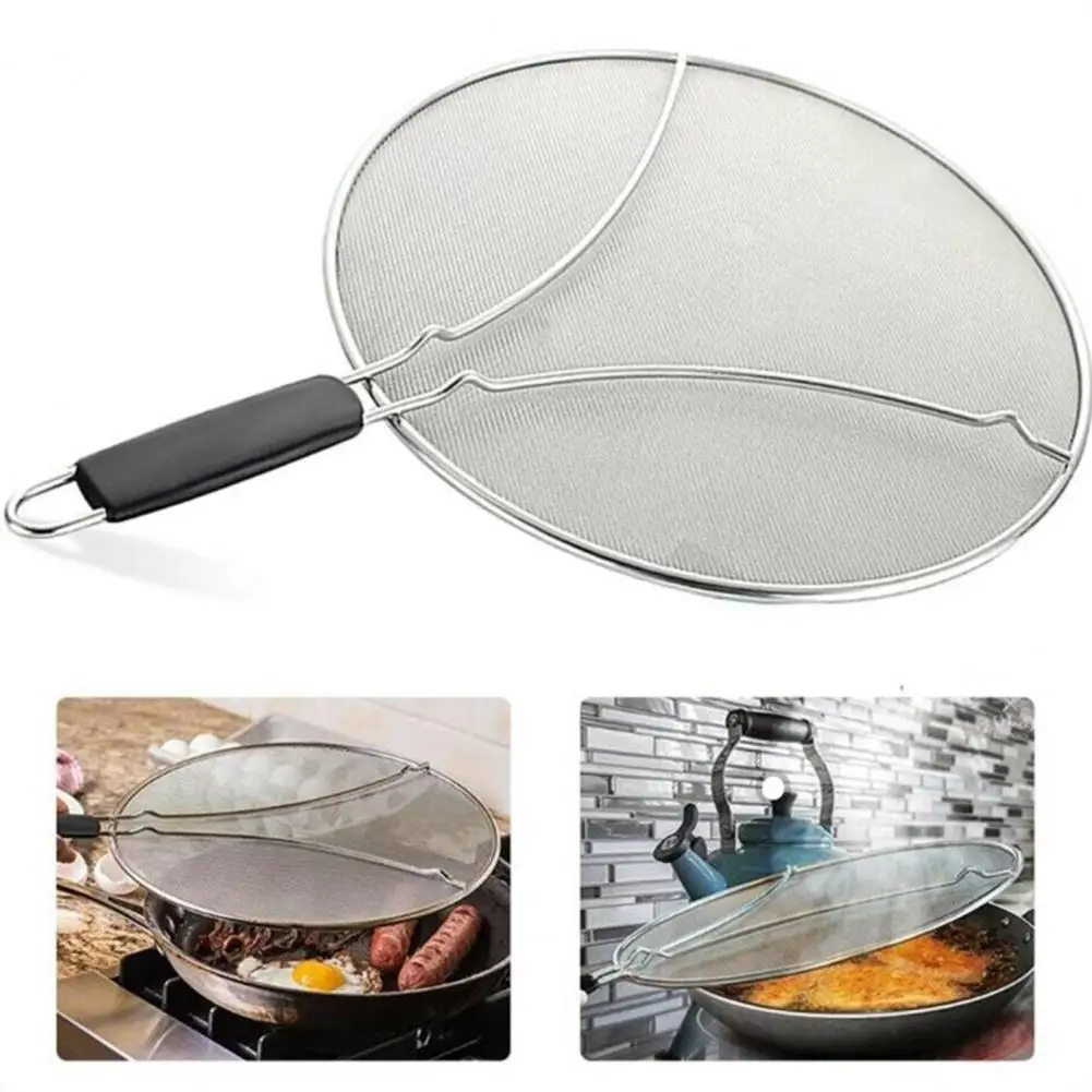 Stainless Steel Splatter Screen Frying Pan Splatter Guard Stainless Steel Grease Splatter Guard with Fine Mesh Screen for Frying