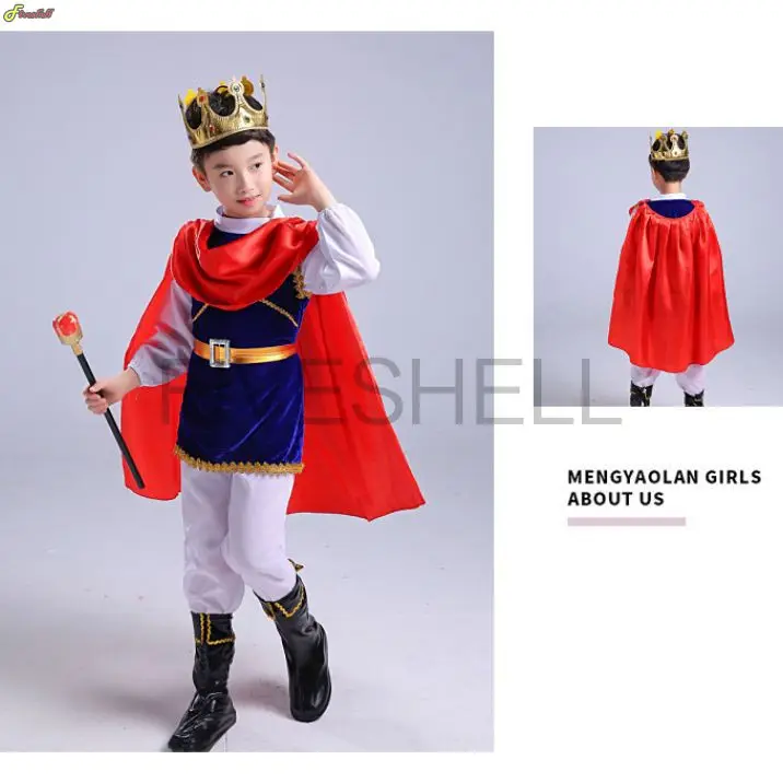 Fantaisa Boys Kids Halloween Carnival Cosplay Prince King Costume Fancy Dress Party Outfit Birthday Gift For Child Kids 2-13T