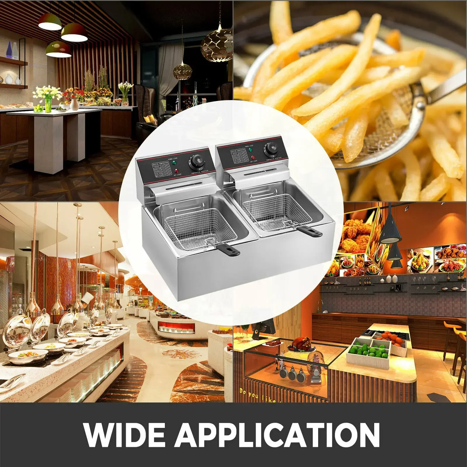 Imagem -06 - Vevor Duplo Fritadeira de Gordura Profunda Grande 5000w Comercial Controle Temperatura Ajustável Twin Chip Fritadeira Aço Inoxidável