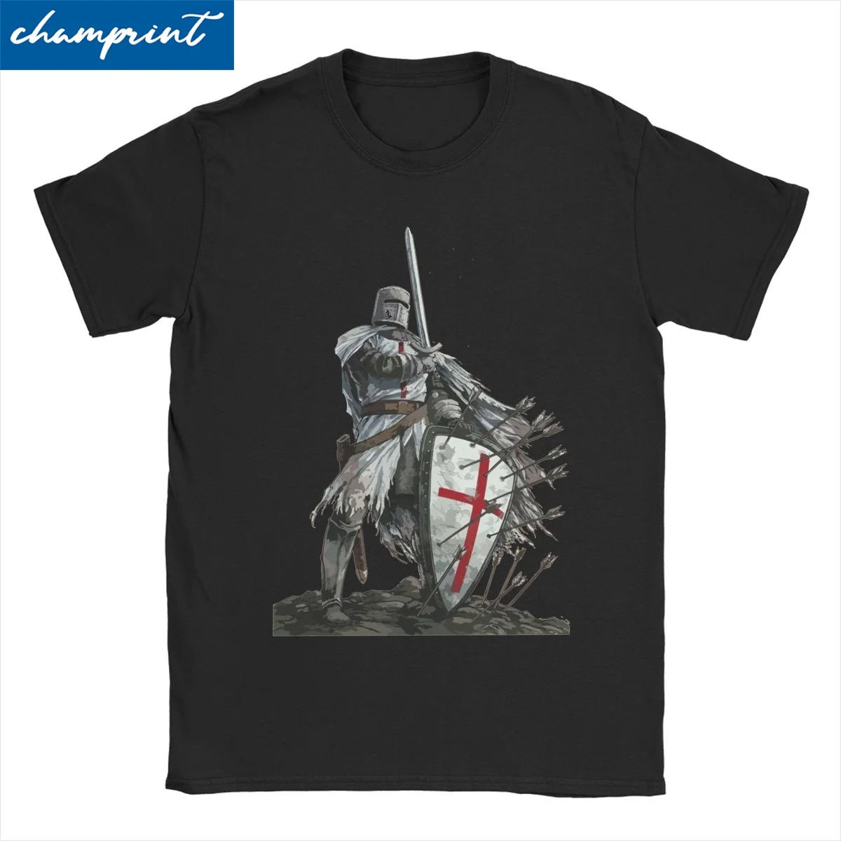 Camisetas de algodón para hombres y mujeres, camisa de cuello redondo, escudo templario, espada cruzada, caballeros, casco de armadura, ropa de regalo de cumpleaños