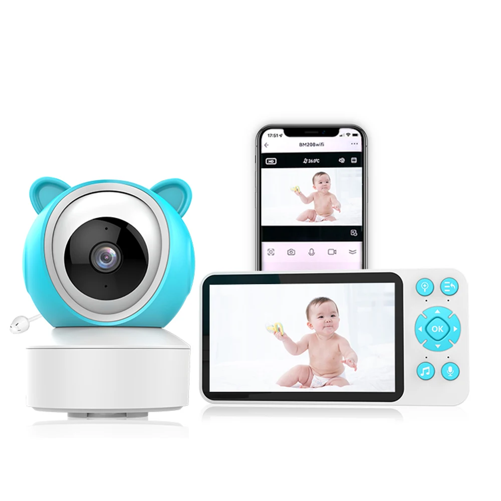 WiFi Enabled 5-Inch Baby Monitor with HD Camera & Audio for Remote Parental Supervision