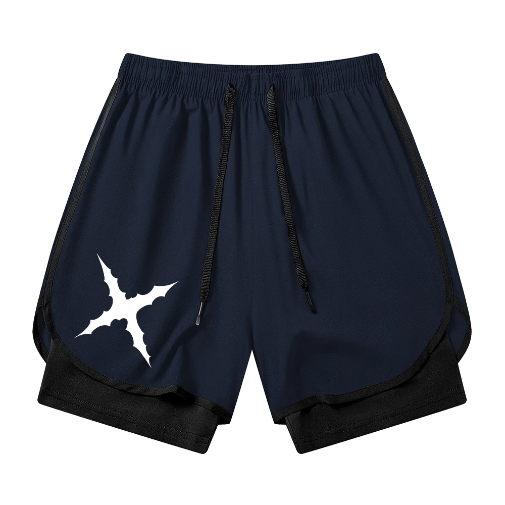 شورت جري صيفي للرجال مع جيب للهاتف وحلقة منشفة، شورت رياضي للتمرين في صالة الألعاب الرياضية سريع الجفاف "X Graphic" مطبوع ملابس رياضية