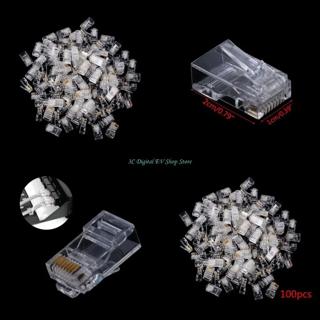

E74D 25/100 Pieces RJ45 CAT5 RJ-45 Modular Plug Internet Cable Connector 8P8C