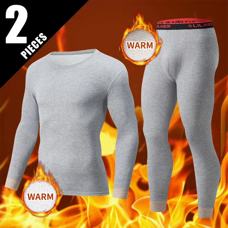Set di biancheria intima calda da uomo in 2 pezzi autunno/inverno, moda fine pit strip, pantaloni comodi in vita elastica per giovani semplici e versatili
