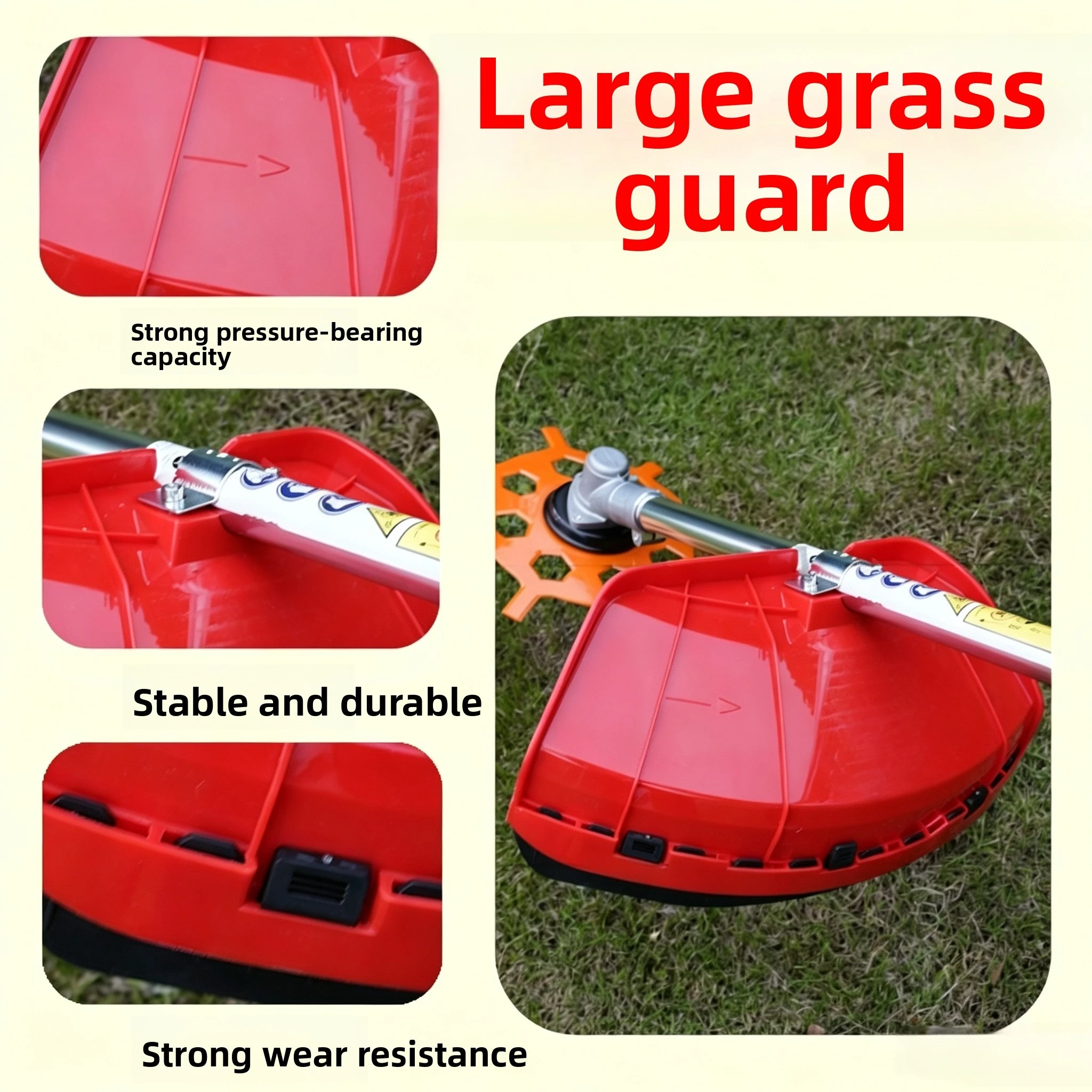 Red Large Thickened Grass Deflector Shield, Fits 26mm & 28mm Shaft, Replacement Accessory for Brush Cutter & Trimmer