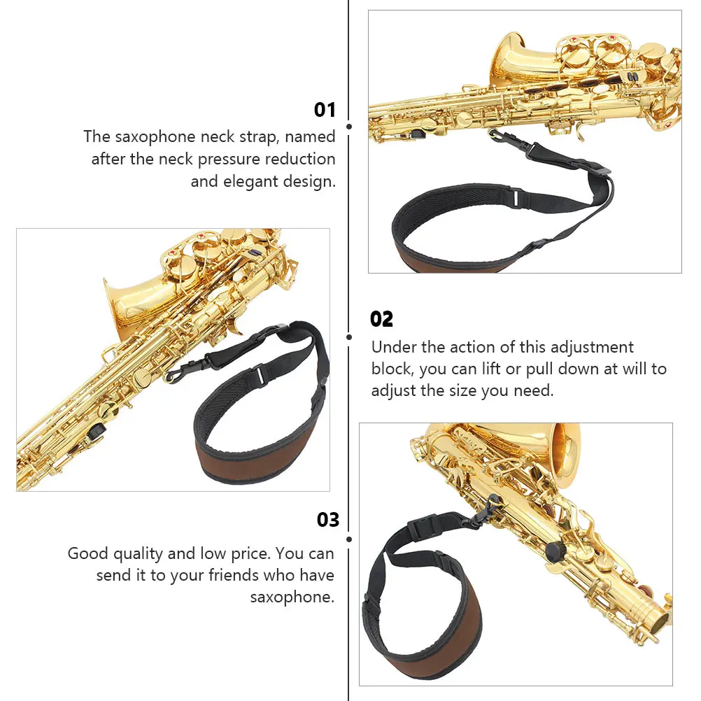 

Saxophone Neck Strap Ergonomic Arched Pad Lambskin Adjustable Goose Block Smooth Playing Comfortable Shoulder Belt Accessory