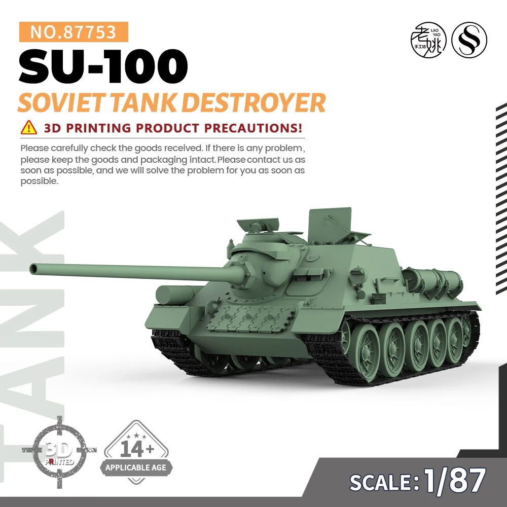 SSMODEL SS87753 1/87 HO Scale Military Model Kit  Soviet SU-100 Tank Destroyer