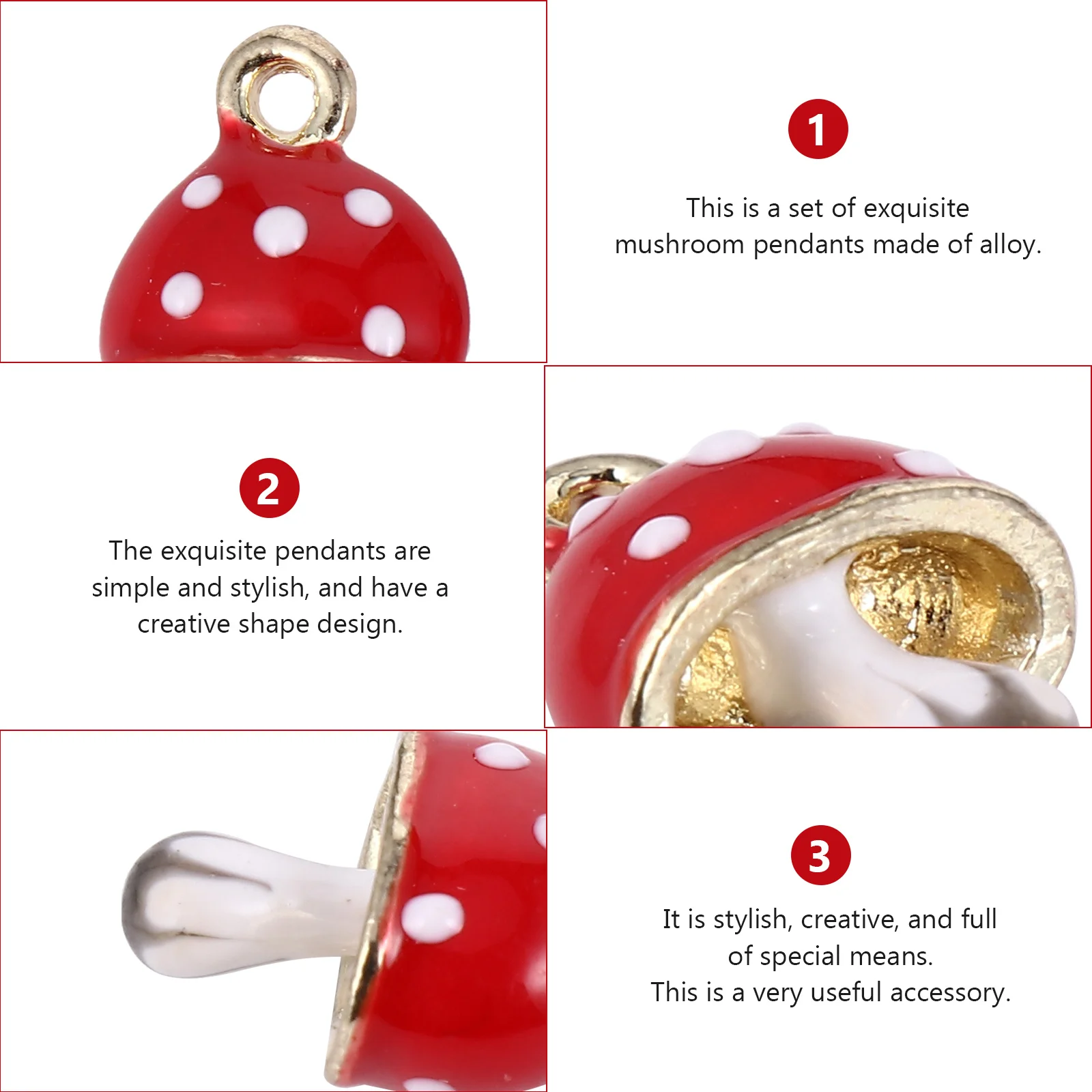

10pcs Mushroom Earring Accessories Diy Charms For Jewelry Making Alloy Pendant Craft Supplies Decorative Findings