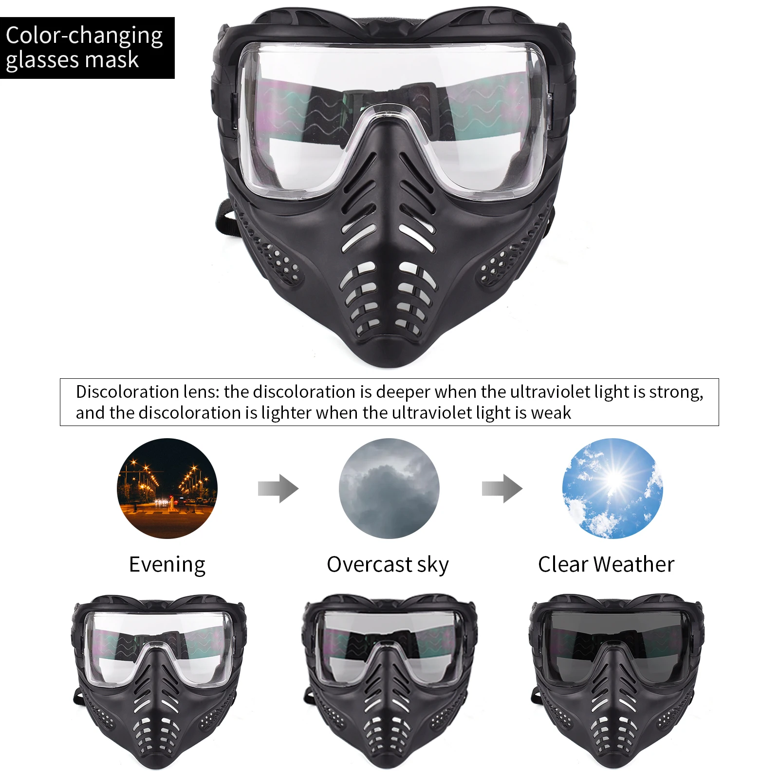 ZLang Tactical Mask Shock-Resistant Paintball Accessories Mask Made of TPR Black Riding Gas Paintball Masks with Goggles