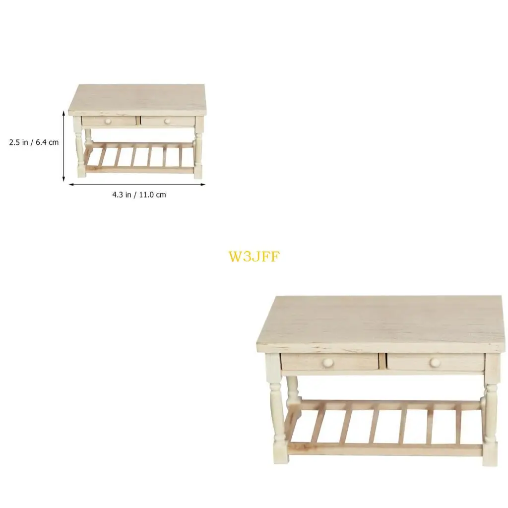 

W3JF Delicate Wooden Mini Desk Perfect For Dollhouses Living Room Interior Design