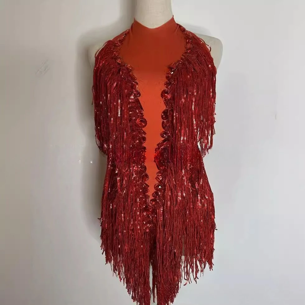 เครื่องแต่งกายกระโปรงสีแดงนักร้องหญิงนักเต้นชุดโมเดิร์นเต้นรําละติน Vestidos De Gala De Noche Abito Da Cerimonia Donna