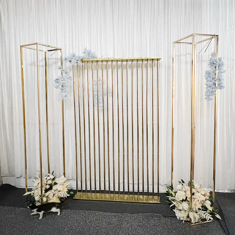 

Set 200 Cm Shining Gold-Plated Rectangular Screen Wedding Iron Arch Balloon Frame Road Lead Stand Stage Party Event Supplies