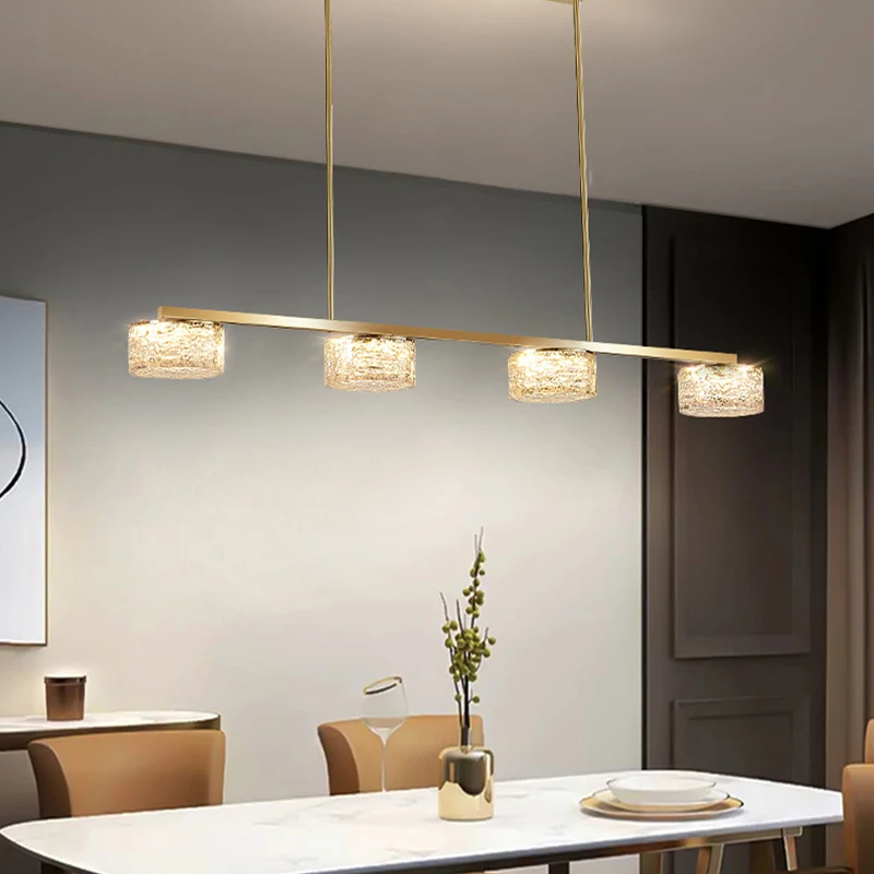 Lampadari a soffitto lunghi in vetro acquoso Illuminazione a LED Lampade a sospensione moderne e minimaliste per la decorazione domestica Lustres