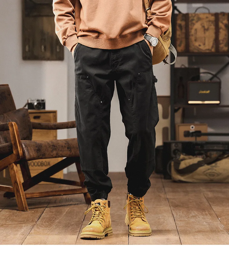 

Men's Thickened Casual Trousers Autumn Winter American Workwear Loose plus Size Washed Fashion Retro Cuffed Pants