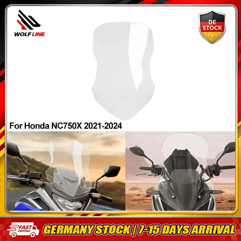WOLFLINE Motorrad-Windschutzscheibe für Honda NC750X 2021 2022 2023 2024 Aerodynamischer Front-Windabweiser