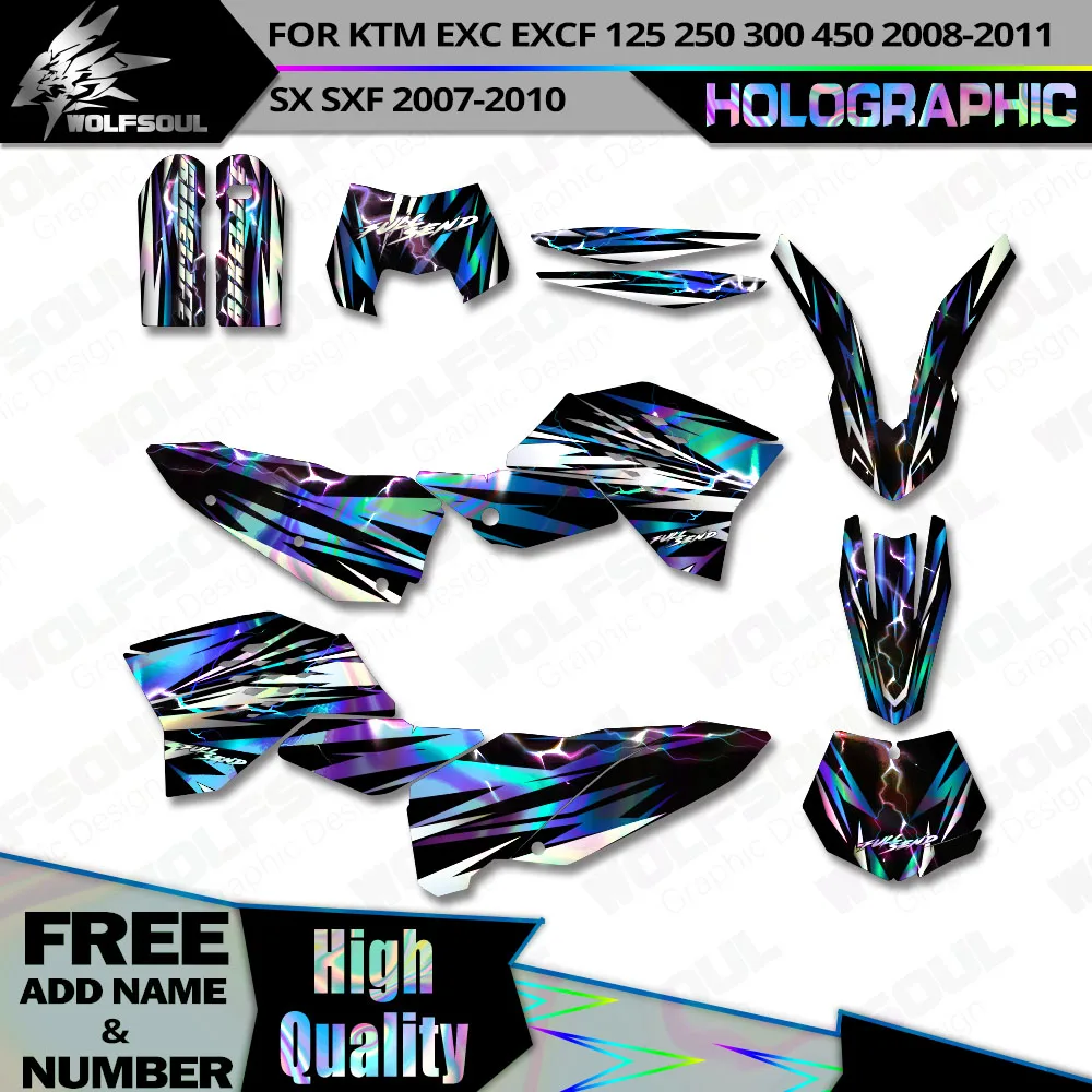 Zestawy naklejek holograficznych TPU na motocykl crossowy do KTM SX SXF 2007 2008 2009 2010 EXC EXCF 125 250 300 450 2008 2009 2010 2011