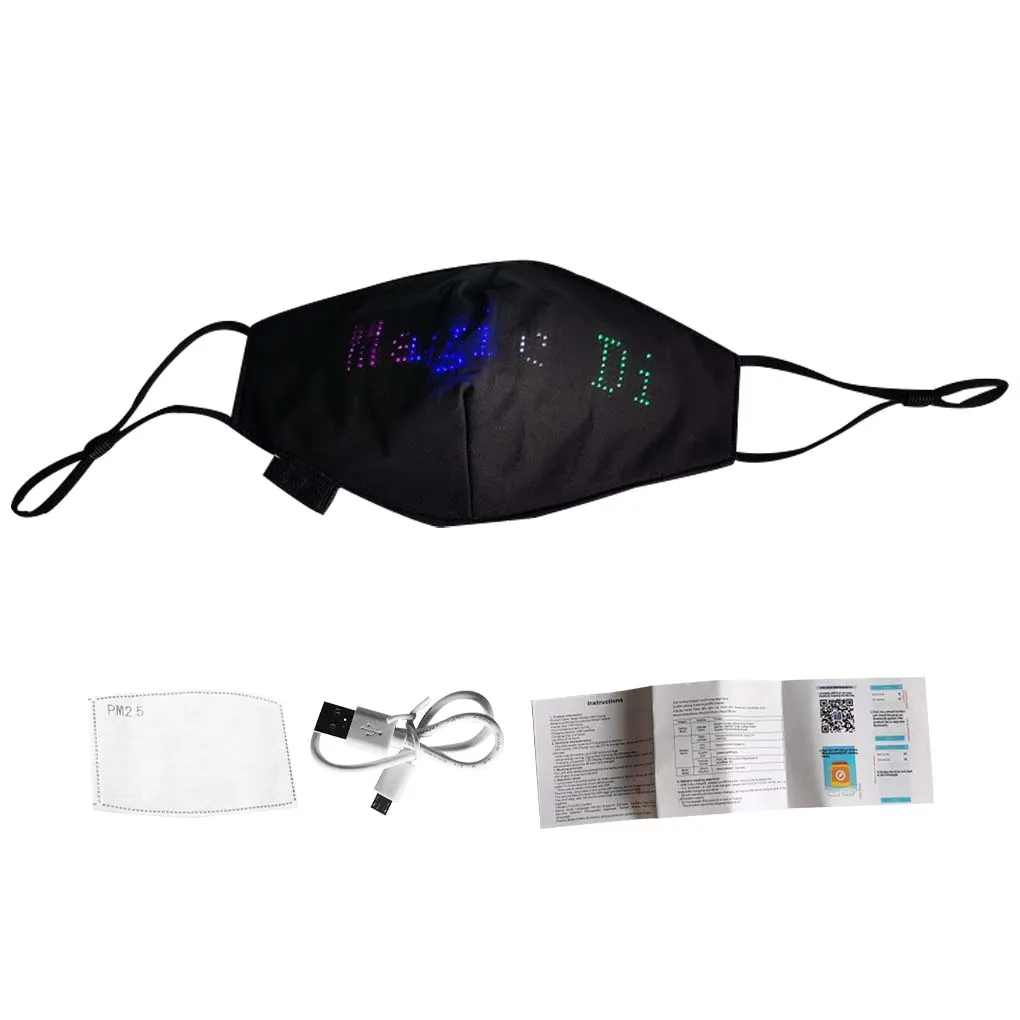 Mouth Cover LED Face Shield Rechargeable 4 Changing Light Cover Luminous Glowing Face Pary Decoration