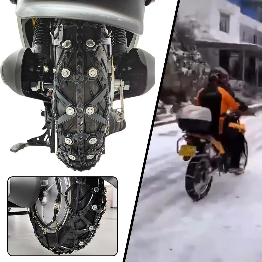 For 2.75-10/3.0-10/3.5-10 Motorcycle Electric Scooter Winter Snow Tire Chains Integrated Thickened Tendon Outdoor Emergency Tool