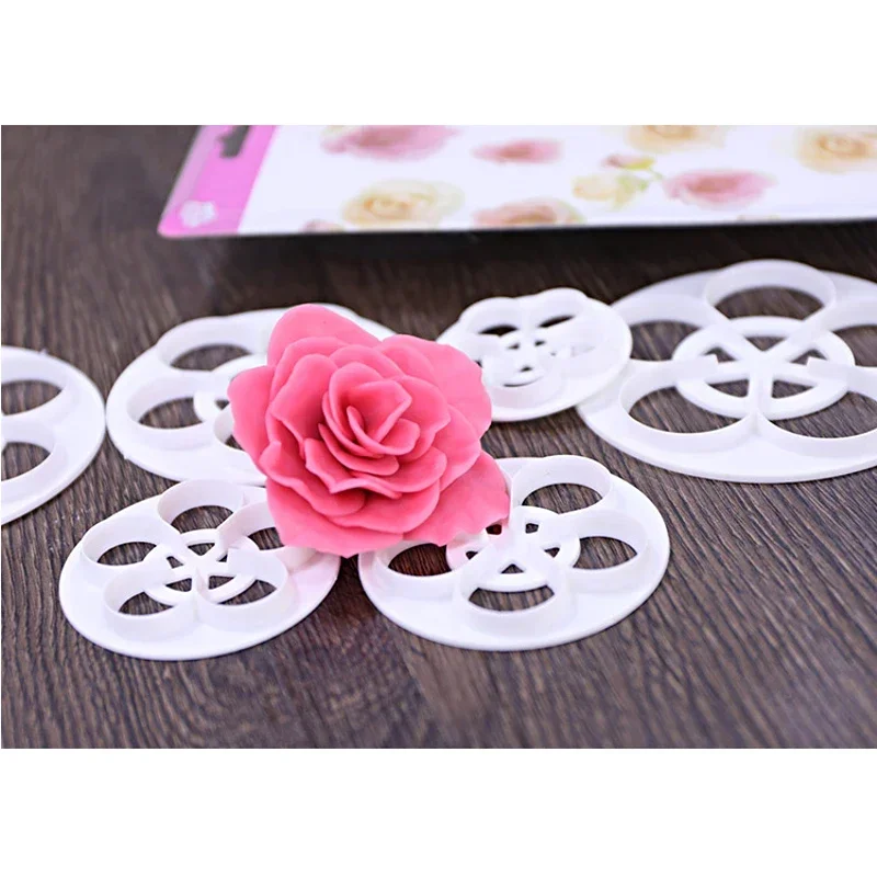 1set/6Pcs Rose Flower Petal Shape Plungers Cutters Decorating Tools For Cake Sugarcraft Fondant Cookies Confectionery Tools