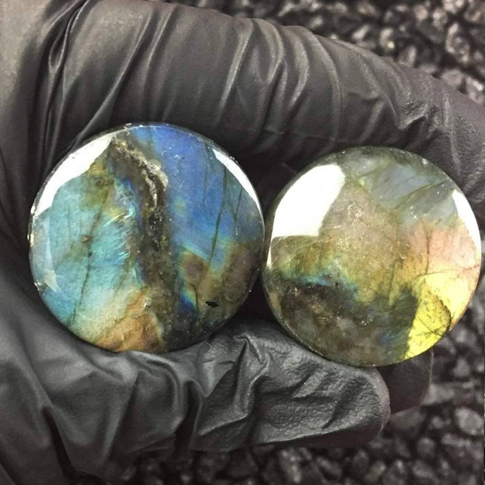 Labradorite Stone Ear Flesh Tunnel Plugs
