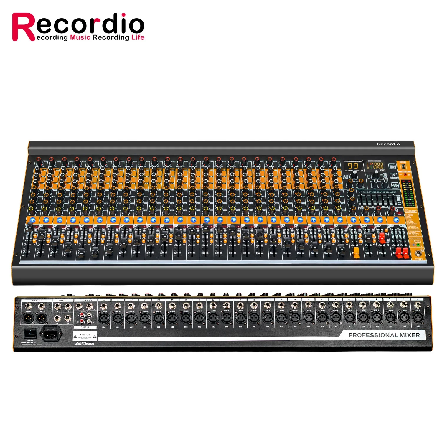 GAX-MV24 Professional Mixing Console With Monitor Output 99DSP BT MP3 For Project Performance