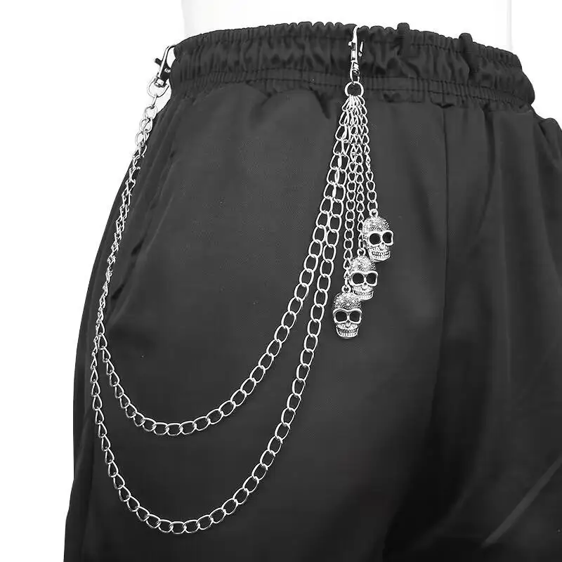 Punk-Hosenkette mit Totenkopf-Dekoration aus Metall, Taillen-Schlüsselanhänger für Männer und Frauen, Jeans-Hosenkette, Gothic Vintage Hip-Hop Schmuck-Accessoires – Detail 2
