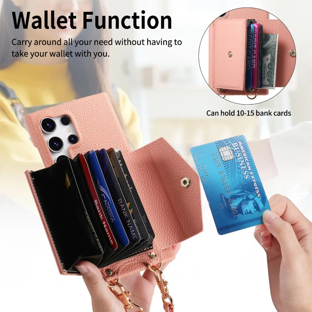 Crossbody Wallet with Card Holder Cover Phone Case for Samsung S25 S24 Plus S23 S22 Ultra A56 A36 A26 A16 A06 A55 A35 A15 A25