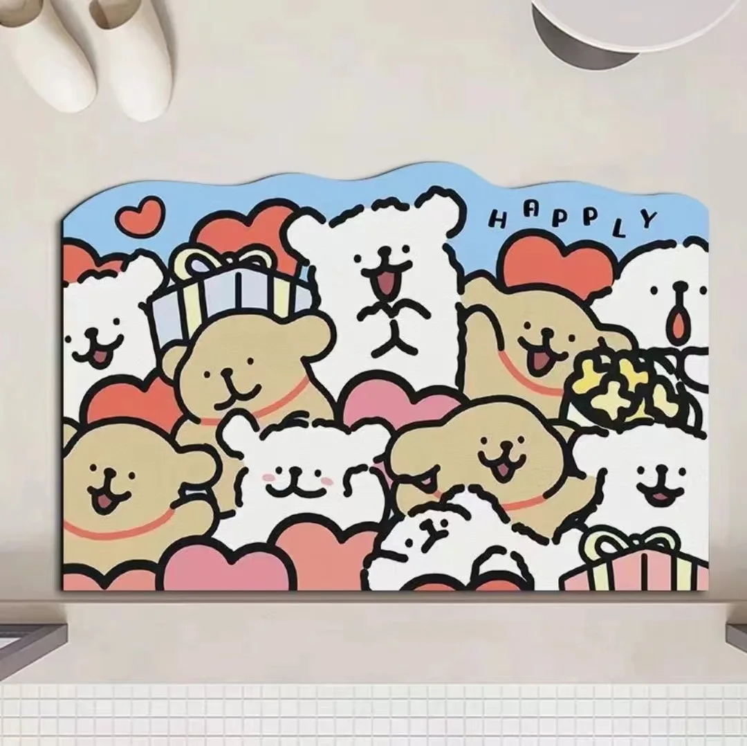 Cartoon bathroom floor mat, quick drying, absorbent, diatomaceous earth, anti fouling, easy to maintain, non slip bathroom mat