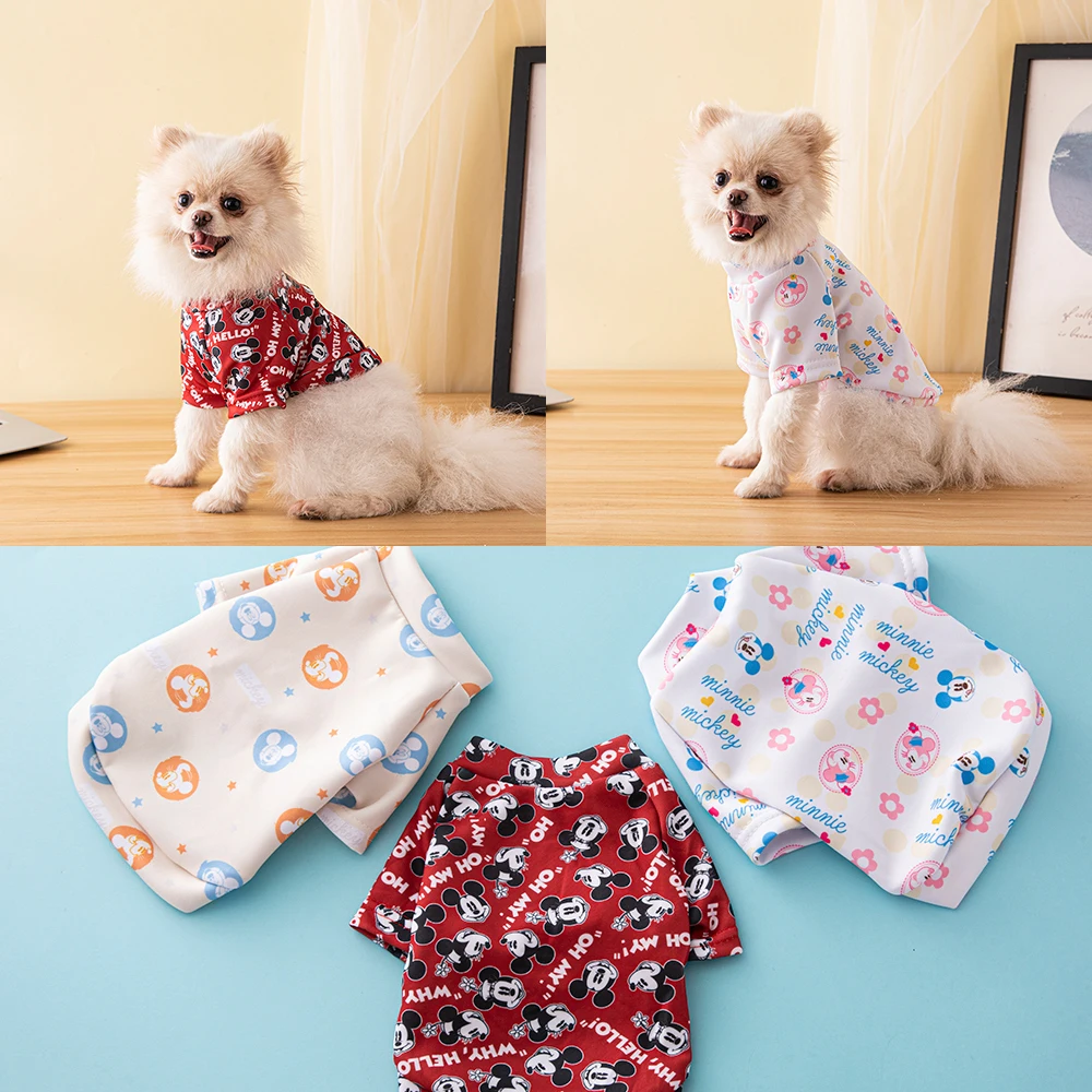 Disney Cute Puppy T-shirt for Small and Medium-sized Dogs Spring and Summer Dog Clothes French Bulldog Shirt Kawaii Pet Clothing