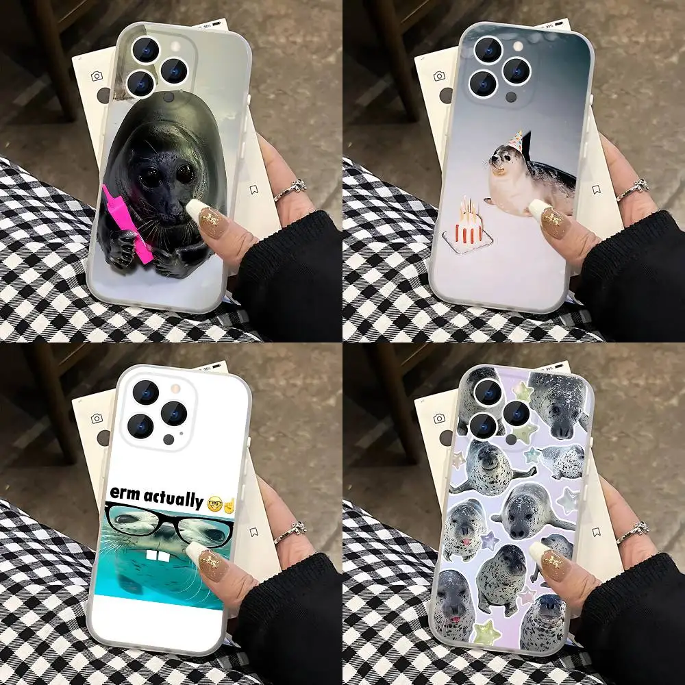 

Cute and Funny Seals Phone Case For iPhone 17,16,15,14,13,12,11 Pro,Max,Plus,Mini,Air,E Magnetic Magsafe Frosted Transparent