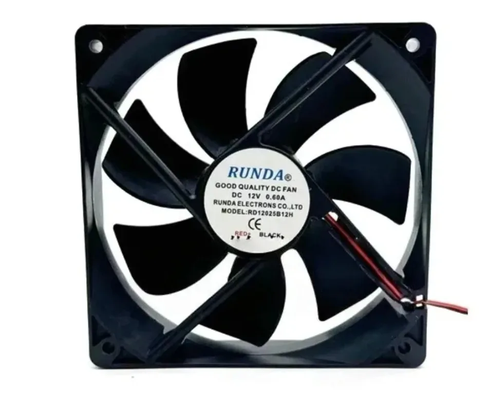 

NEW FOR RUNDA 12cm RD12025B12H DC12V 0.60A Double Ball/2-Wire Fan