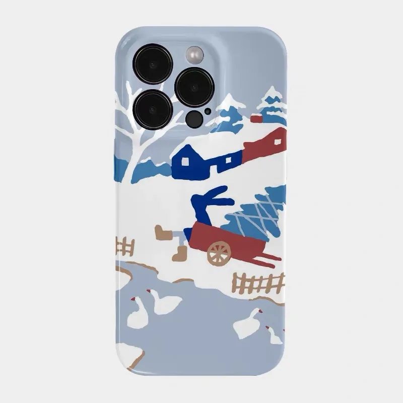 

Blue Snow Township Deer Phone Case for IPHONE 17 Air 16E 15 PROMAX 14 Plus 13 12 MINI 11PRO 16Plus XR XS MAX Acrylic Phone Cover