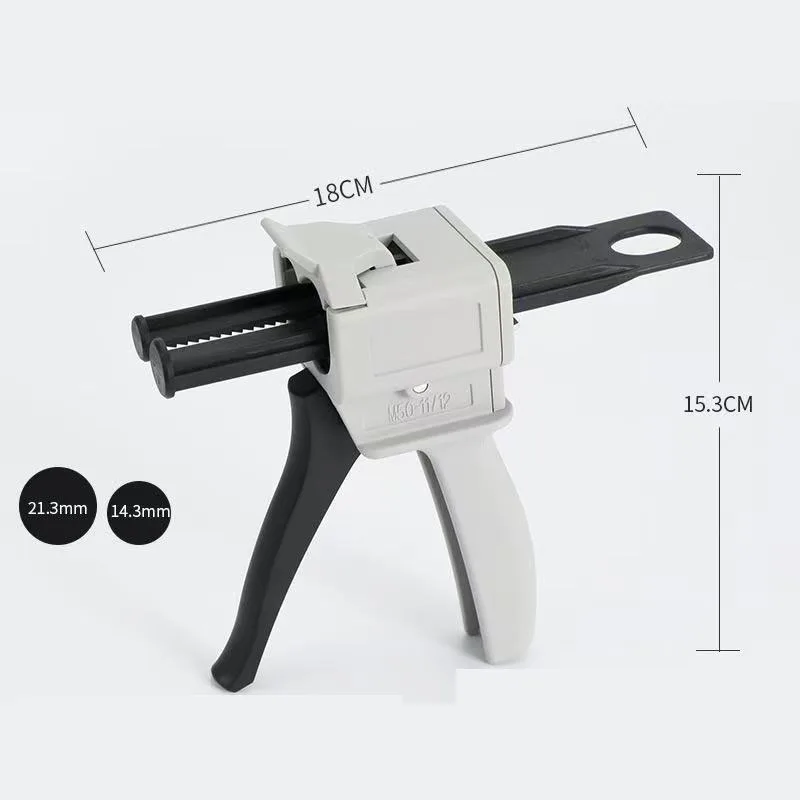Dispenser Gun Kit for 50ml AB Epoxy Tubes | 1:2 Ratio Mixing Gun with Nozzles for Glue, Impression, and Resin