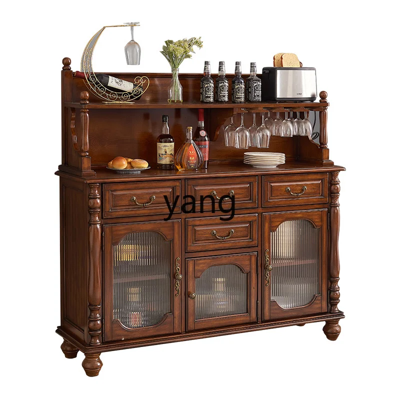 YJQ  solid wood dining side display cabinet household storage living room dining room large capacity tableware wine cabinet