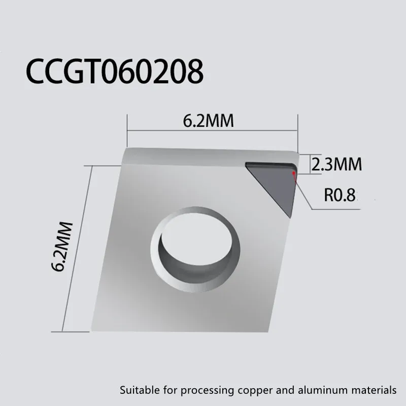 

PCD CCGT060208 Insert Single Crystal Turning Tool High Hardness Diamond Cutter for Copper Aluminum to Achieve Mirror Effect