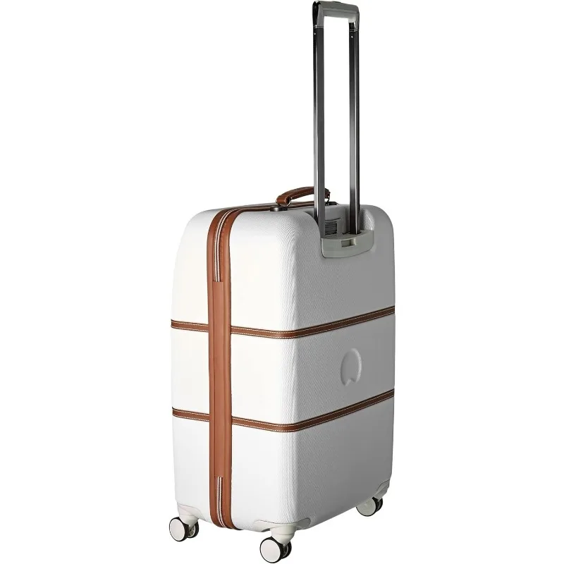 Chatelet Hard+ Hardside Luggage with Spinner Wheels, Champagne White, Checked-Medium 24 Inch