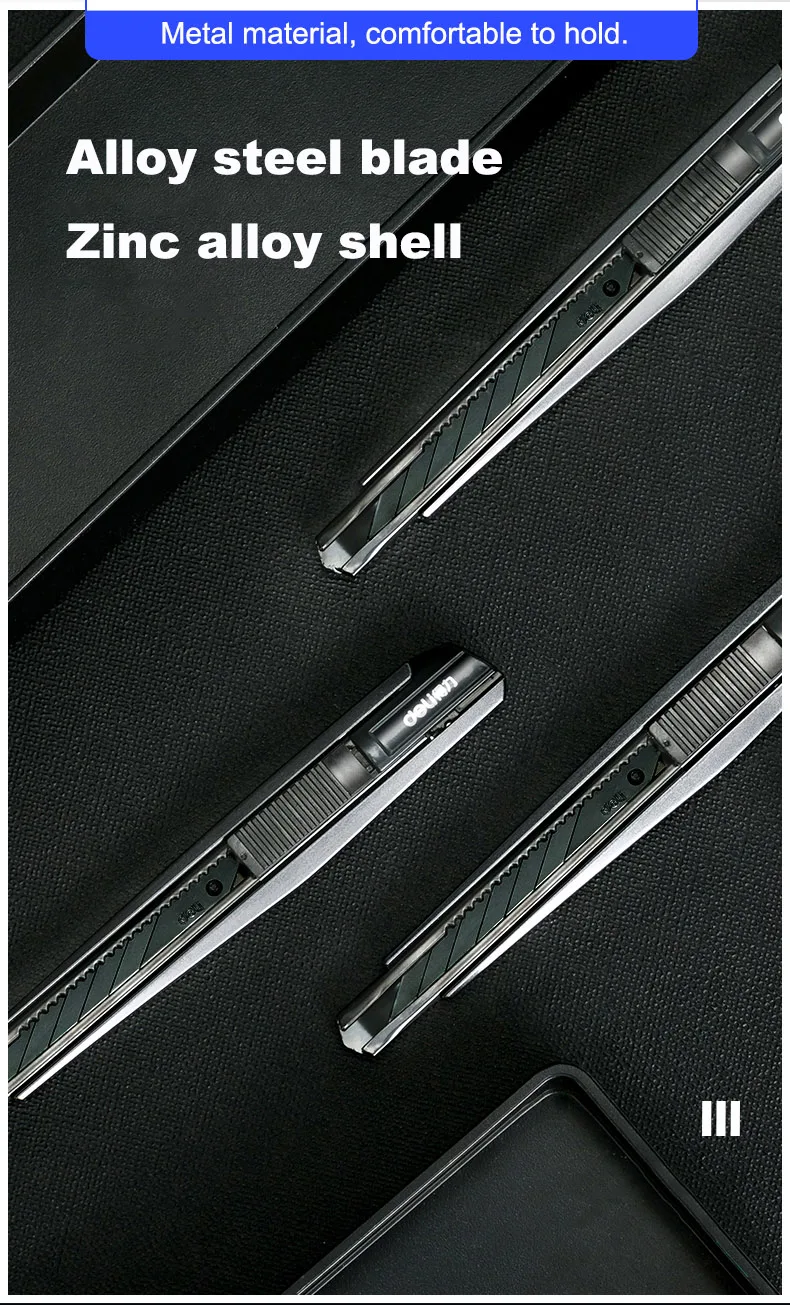 Deli Allzweckmesser, 9 mm, Taschenmesser, Boxschneider, einziehbare Klinge für Büro, Zuhause, Schule, Schreibwaren, Papierhandwerk, Messer – Detail 6
