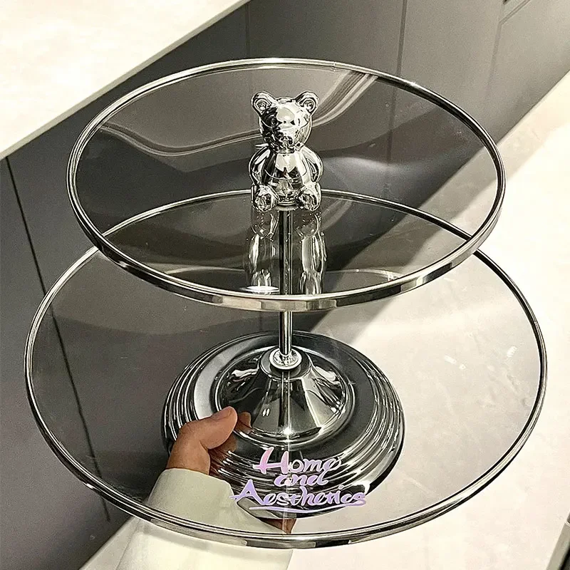 Nordic glass fruit tray, living room, tea table, household luxury, multi-layer dessert table, beauty salon, afternoon tea