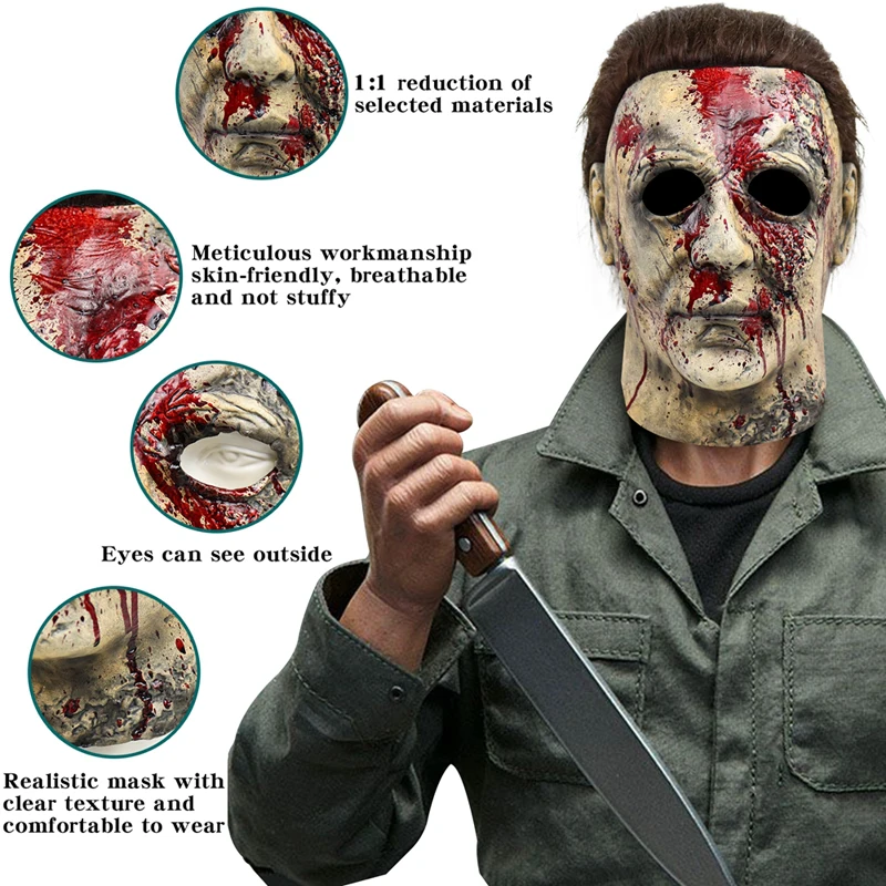 New Michael Myers Mask Full Face Head Cover Mask Latex Mask For Adult Cosplay Horror Decorative Mask