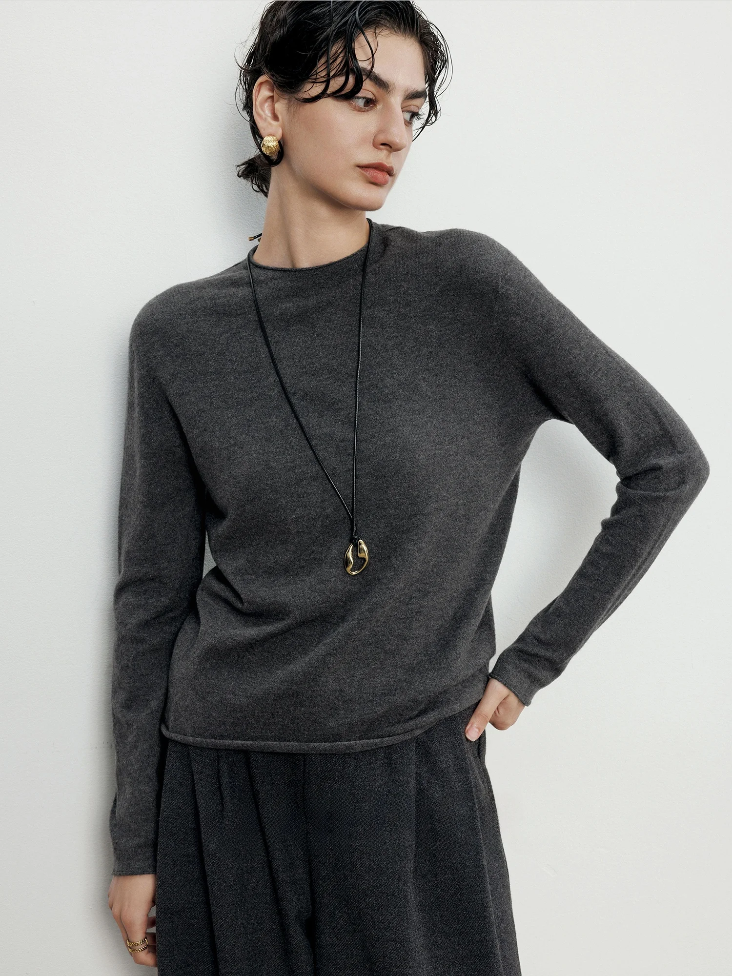 

Женская облегающая трикотажная базовая кофта с круглым вырезом, осенне-зимняя, повседневная, цветная, для ношения под одеждой, из полиэфирного волокна, с длинным рукавом