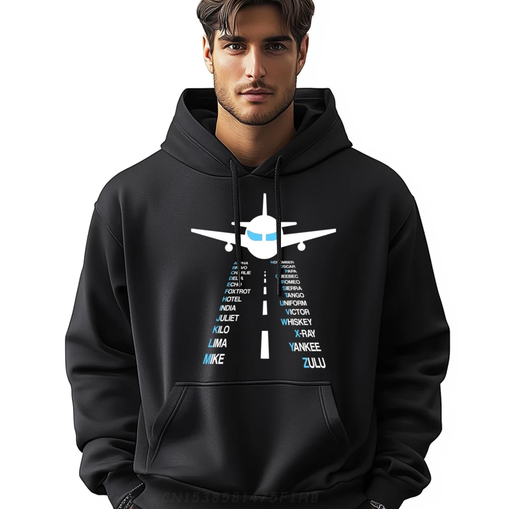 

Pilot Phonetic Alphabet Cadet Airplane Oversized Hoodie Men Fall Graphic Pullover Hoodies Character